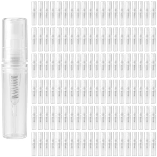 CHEUKYIU 150 Stück Mini Parfümzerstäuber, 2ml Parfümflasche Zerstäuber Klein, Transparent Kunststoff Nachfüllbare Sprühflasche für Parfüm, Reisen, Lotion