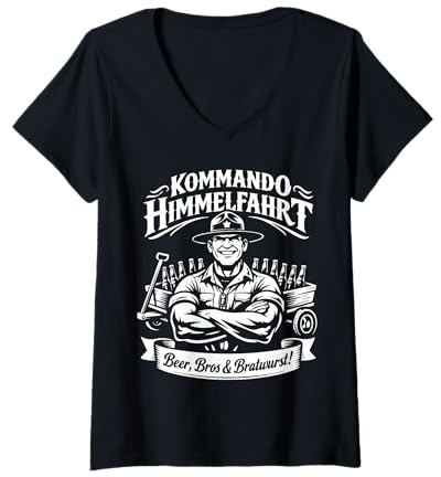 Damen Kommando Himmelfahrt Drill Instructor Bollerwagen T-Shirt mit V-Ausschnitt