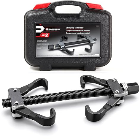 Powerbuilt Strut Coil Spring Compressor Tool Kit, Compress, Remove and Install Vehicle Strut and Coil Springs Set for Vehicles, Storage Case 648628, Black