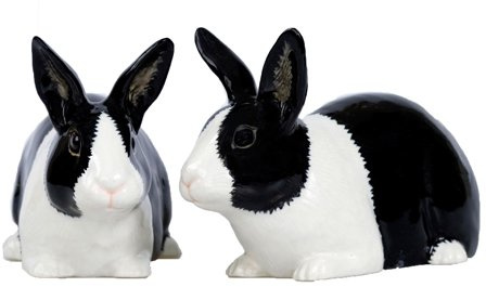 Quail Ceramics - Salero y pimentero de Conejo holandés, Color Blanco y Negro
