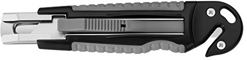 Westcott 84022 00 Cutter de sécurité professionnel Boîtier en plastique Softgrip, gris/noir, largeur lame 18 mm