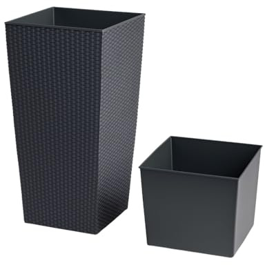 Unbekannt Blumentopf Übertopf Blumenkübel Pflanzkübel Rato Polyrattan Pflanztopf von rg-vertrieb (325, Anthrazit)
