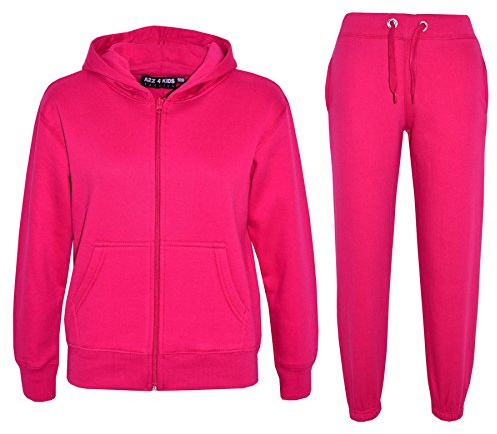 A2Z 4 Kids Unisexe Plaine Survêtement Sweat à Capuche Avec Joggeurs Le jogging Les Pantalons De Survêtement Des Sports Activewear Ensemble Enfants Filles Garçons Âge 2-13 Ans