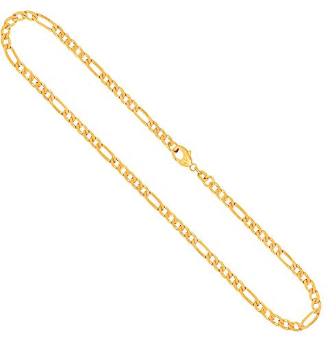 EDELIND Goldkette Herren Echtgold 3.4 mm, Figarokette diamantiert 585 aus Gelbgold, Kette Gold mit Stempel, Halskette mit Karabinerverschluss, Länge 60 cm, Gewicht ca. 14.7 g, Made in Germany