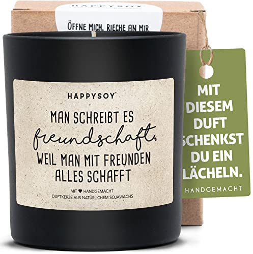 Freundschaft Duftkerze im Glas mit Spruch aus Soja - natürlich handgemacht nachhaltig - kleines schönes Geschenk stilvolle Geschenkidee Dekoidee netter Spruch für beste Freundin Freund