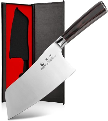 imarku Kitchen Knife, 7 Inch Ultra Sharp Butcher Knife - Japanese SUS440A Stainless Steel Meat Cleaver with Ergonomic Handle, Meat Knife for Home, Kitchen, Restaurant - Fathers Day