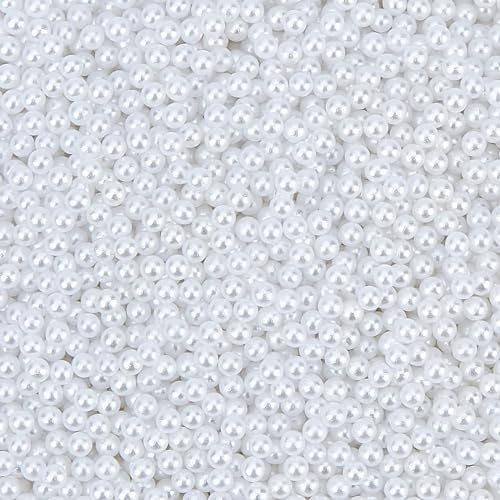 OLYCRAFT 10000 Stück 1.5~2mm Weiße Perlenperlen Ohne Loch Lose Acrylperlenperlen Harzfüllmaterial Perlenperlen Für Die Harzherstellung, Nail-Art, Bilden, Schmuckherstellung Und Hochzeit