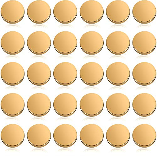 Chuangdi 30 Stücke Metall Flach Knopf Legierungsschaft Knopf Rund Geformt Nähknopf Metall Knopf für Frauen Anzug Wolle Mantel Hemd Hosen Nähen Handwerk (25 mm, Gold)
