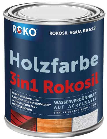Holzfarbe ROKO - Anthrazit-Grau - 3,6 Kg - 3in1 Premium Holzlack - Für Innen und Außen