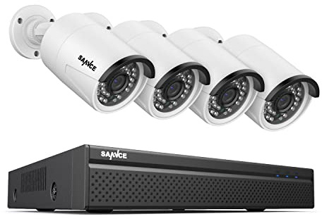 SANNCE 8CH 4K PoE CCTV System with 4 * 3MP Outdoor Security IP Camera, Audio Recording, Metal Casing, P2P, Motion Alert and Screenshot, NO HDD