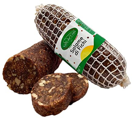 Valle del Crati Salame di Fichi, Salamino di Fichi Noci Cannella e Succo di Arancia, Dolce Tipico Calabrese, Salame di Fichi 250 Grammi