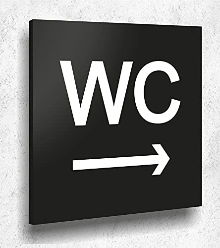 Türschild Besucher WC Schild Schwarz Matt UV Druck 12 x 12cm - 3mm ALUVERBUND - Made in Germany Art.Nr. A 2017