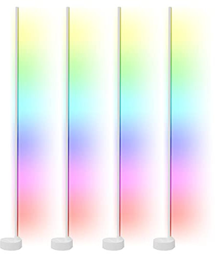 Luminea Home Control Alexa Stehlampe: 4er-Set WLAN-Steh-/Eck-Leuchten mit RGB-CCT-IC-LEDs, 12W, dimmbar, App (Ecklampen LED, WLAN Standleuchten)