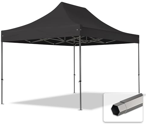 TOOLPORT Faltzelt Partyzelt 3x4,5m - ohne Seitenteile Premium Dach Faltpavillon schwer entflammbar Pavillon schwarz