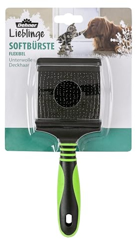 Dehner Hunde- und Katzenfellpflege, Flexible Softbürste, beidseitig verwendbar, Kunststoff