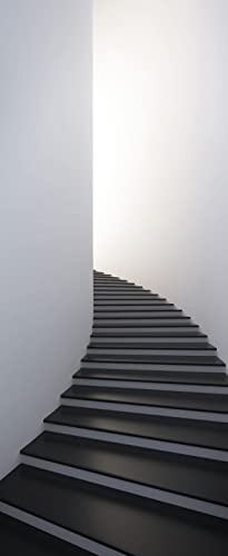A.Monamour Türtapete Selbstklebend Türfolie Türposter 3D Weiße Und Schwarze Wendeltreppe Treppe 3D Vinyl Folie Türdeko Tapete Wandbild Türaufkleber Türtattoo 85x200cm