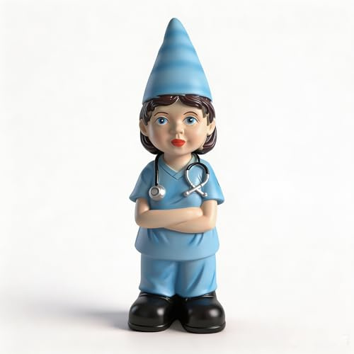 molchagar Nurse Garden Gnome Statue,Healthcare Worker Gnome Figurine for Lawn Ornaments Indoor or Outdoor Decor Christmas Birthday Gift