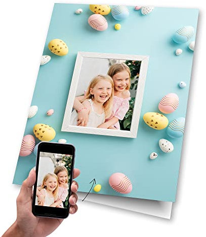 codiarts. Osterkarte personalisiert mit deinem Foto XL-Klappkarte DIN A4 mit Umschlag Ostern, Grußkarte (Ostereier 03)