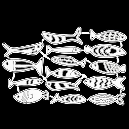 Fish Metal Cutting Dies Set – Under The Sea Cutting Dies for Card Making, Scrapbooking & Papercrafts (15 Piece) A8