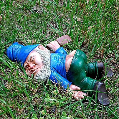 SAZDFY Modern Harz Komisch Betrunken Gartenzwerg Elfenzwerg Figur Für Im Freien Patio Hof Dekoration-A 5x3x1inch