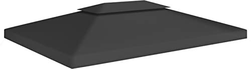 BULANED Pavillon-Dachplane mit Kaminabzug, 310 g/m², 4x3 m Schwarz