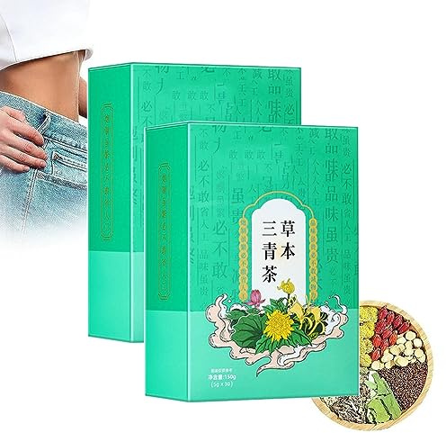 Tè verde alle erbe, tè purificante alle erbe, tè a base di erbe per la protezione del fegato, tre Qing cha alle erbe, tisana cinese per la cura del fegato e secchezza delle fauci (2box)