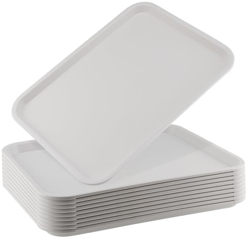 ZOENHOU Lot de 10 Plateaux rectangulaires en Plastique pour Restauration Rapide, 35 x 27 cm, Blanc