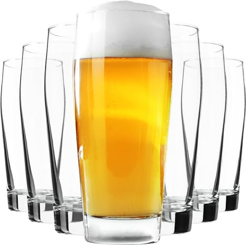 KADAX Vasos de cerveza clásicos, 510 ml, vasos de cerveza de trigo de cristal, para celebraciones familiares o fiestas, vasos de tulipanes para cerveza (8 x 510 ml)