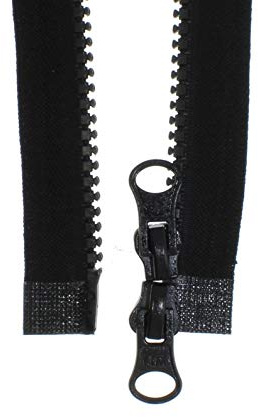 Reißverschluss in Schwarz Kunststoff oder Metall teilbar oder 2 Wege teilbar 5mm oder 8mm (Zähne(5mm) - 2 Wege teilbar, 71cm)