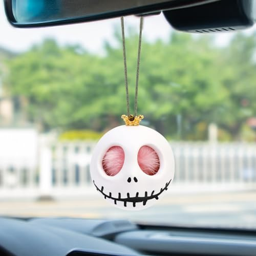 Cool Balançoire Crâne Pendentif, Swinging Fantôme Ornements Halloween Miroir de Voiture Rétroviseur Squelette, Cadeaux d'anniversaire Décoration Charme de Voiture Suspendu