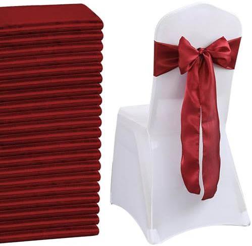 QeeFop 50 Pezzi Satin con Sedie Decorate con Fiocco Design, Decorazione per Sedia in Raso, Fasce in Raso per Sedie, Decorazione per Sedia per Matrimoni, Banchetti, Ricevimenti (Chiaretto)