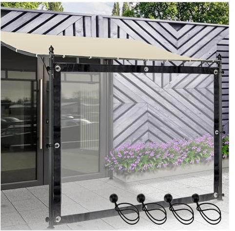 UHEKC Abdeckplane Gartenmöbel, Pavillons Balkon Vorhänge, Abdeckplane Trennvorhang, Seitenwand für Terrassenüberdachung, wasserdichte Terrassenvorhang(Size:1.2x3m/3.94x9.84ft)