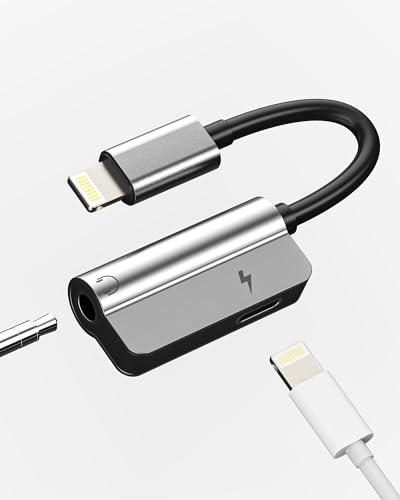 Adaptateur Lightning vers casque 3,5 mm (2 en 1) - Câble de charge - Répartiteur jack AUX - Pour casque certifié Apple MFI et chargeur - Câble de charge pour iPad - Connecteur pour iPhone 3.5