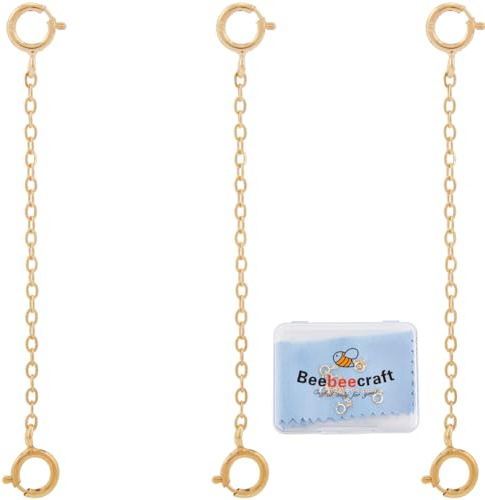 Beebeecraft 3 Stück 925 Sterling Silber Schmuckverlängerungen Verlängerungen Für Goldene Halsketten Doppelfederverschlüsse Kettenverlängerung Mit 925 Stempeln Und 1 Silber Poliertüchern Für Die DIY