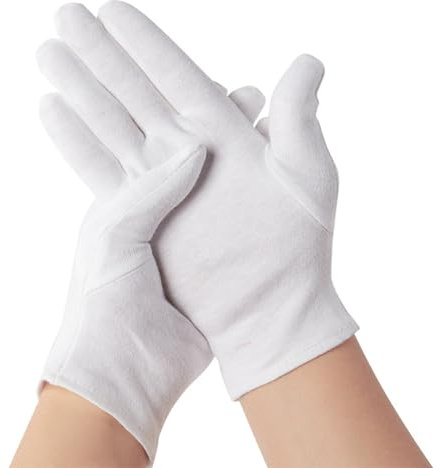 Esshogo Lot de 3 paires de gants en coton pour l'eczéma atopique, gants en coton avec tolérance cutanée certifiée pour les soins de la peau, le travail quotidien, etc., L, blanc