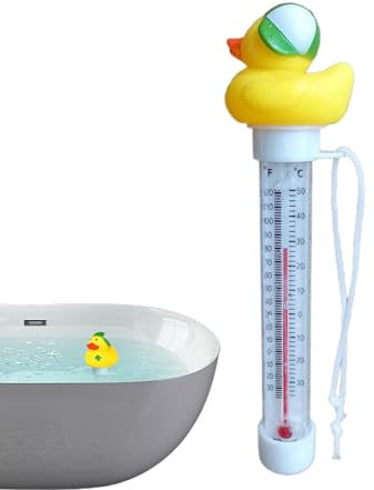 Schwimmende Pool-Thermometer, leicht ablesbar, schwimmende Pool-Thermometer,Ententhermometer für die Wassertemperatur | Eisbad-Thermometer, genau, mit langem Seil für Pool, Spa