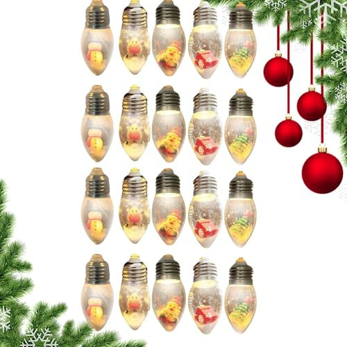 Wpsagek Weihnachtsbaum-Schneekugel-kette,Kugel-kette, Vintage Schneekugel ketten, Cartoon-Weihnachtsbaum-LED-für den Winter, Neujahr, Haus, Garten, Hinterhof