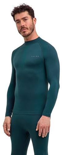 FALKE herr Baslager Ovandel Warm Turtleneck M L/s Sh funktionellt garn snabbtorkande 1 del, Grön Holly 7385, S