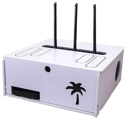Router rack caja wifi PVC Rápida disipación del calor diseño planos gran capacidad caja router Caja de Rack Creativo ocultar router wifi(White)(31.2 * 13.5 * 32cm B)
