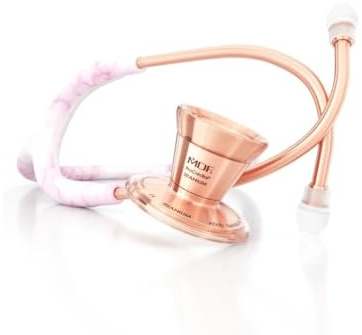 MDF Instruments Georgia Pink Marble ProCardial Kardiologie Stethoskop,Titan, Erwachsene, Doppelkopf, Georgia Pink Marble | Roségold mit Transportetui MDF797TGMRG