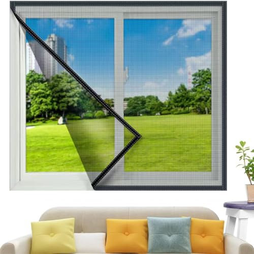 160x170cm Zanzariera Finestra, Anti Zanzare Autoadesivo Rete Tenda Chiusura Automatica a Traspirante Protezione Insetti, Facile Montaggio per Finestra