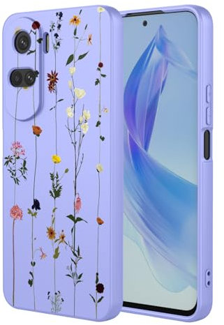 KOARWVC Phone Case for Honor 90 Lite Case, CRT-NX1 Case Cute flower Pattern Design Slim Protective Soft TPU Bumper Phone Cover for Honor 90 Lite Purple Garden