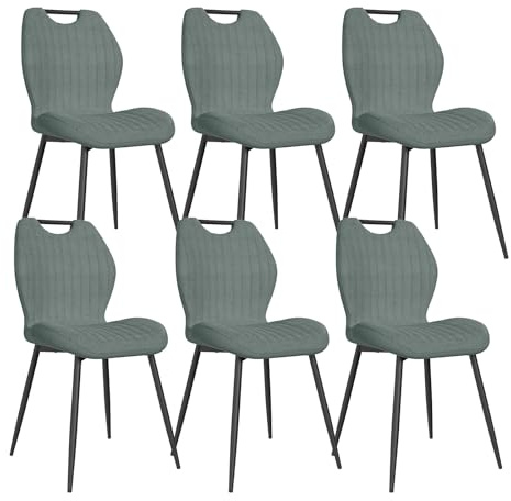 JIJIAN Set di 6 Sedie Sala da Pranzo, Sedie da Cucina, Sedia imbottita,Sedia da Soggiorno, Schienale in Tessuto e Gambe in Metallo, Ideale per Sale da Pranzo, Cucine e Soggiorni, Grigio