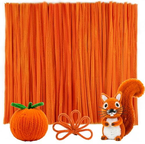 Caydo 200 Pieces Orange Pipe Cleaners Craft Chenille Stems for DIY Art Creative Crafts Party Decorations (12 Inch x 6 mm) | Chenille-Stiele für Kinder, kreative Bastelarbeiten, Heimdekorationen, 30,5 x 6 mm