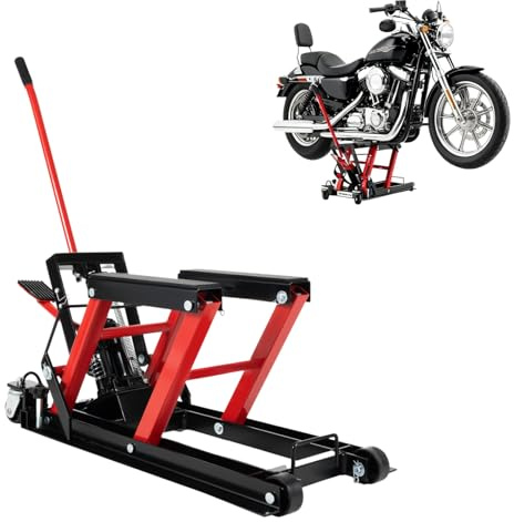HUOMMGS Hydraulischer Motorradheber 680KG Belastbar Motorradhebebühne Einstellbare 115-365mm Motorrad Heber Upgraded Montagebock Motorrad Professionell Motorradständer mit Rutschfester Griff