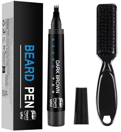 Kit de stylo de remplissage de barbe, crayon de remplissage de barbe imperméable avec brosse, adorable rehausseur de ligne de cheveux et de moustache pour sourcils, barbe, chèvre, look naturel, 38,9 x