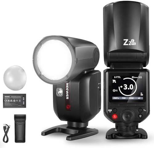 NEEWER Z2PRO-C 2.4G TTL Round Head Flash Speedlite Compatible with Canon | Compatible with Godox, 76Ws 1/8000s HSS, Upgraded UI, TTL/M TCM Switch, 3000mAh, 600 Full Power Camera Light with Diffuser