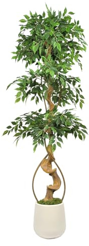 YORFULL Large Artificial Plants Fake Ficus Tree, Artificial Plants Indoor Tall Fake Plant for Home Office Decor 1pcs (Green180)