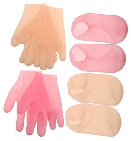 LRXIYODE Silikon Fußmasken Satz für Damen Feuchtigkeitssocken und Feuchtigkeitshandschuhe zur Tiefen Exfoliation und Entspannung bei Fußmassage und Zuhause