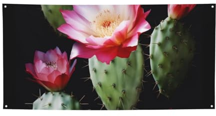 Striscione da appendere con fiori di cactus stampati per Halloween e feste di Natale, 90 x 180 cm, sfondo fotografico, ghirlanda, arazzo da parete per sfondo di compleanno, decorazione per eventi